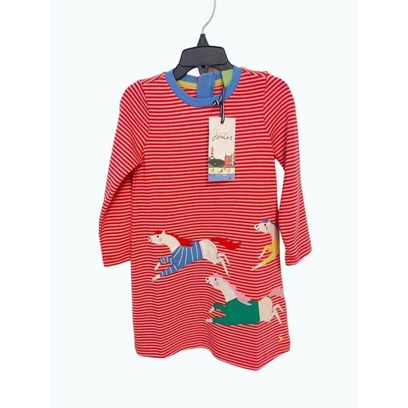 Joules Pink Stripe Horse Rosalee Long-Sleeve A-Line Dress 3 NWT - Picture 5 of 10